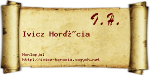 Ivicz Horácia névjegykártya